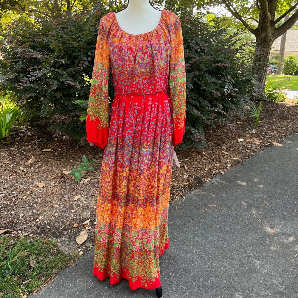 Vintage Lord & Taylor Floral Long Sleeve Maxi Dress
